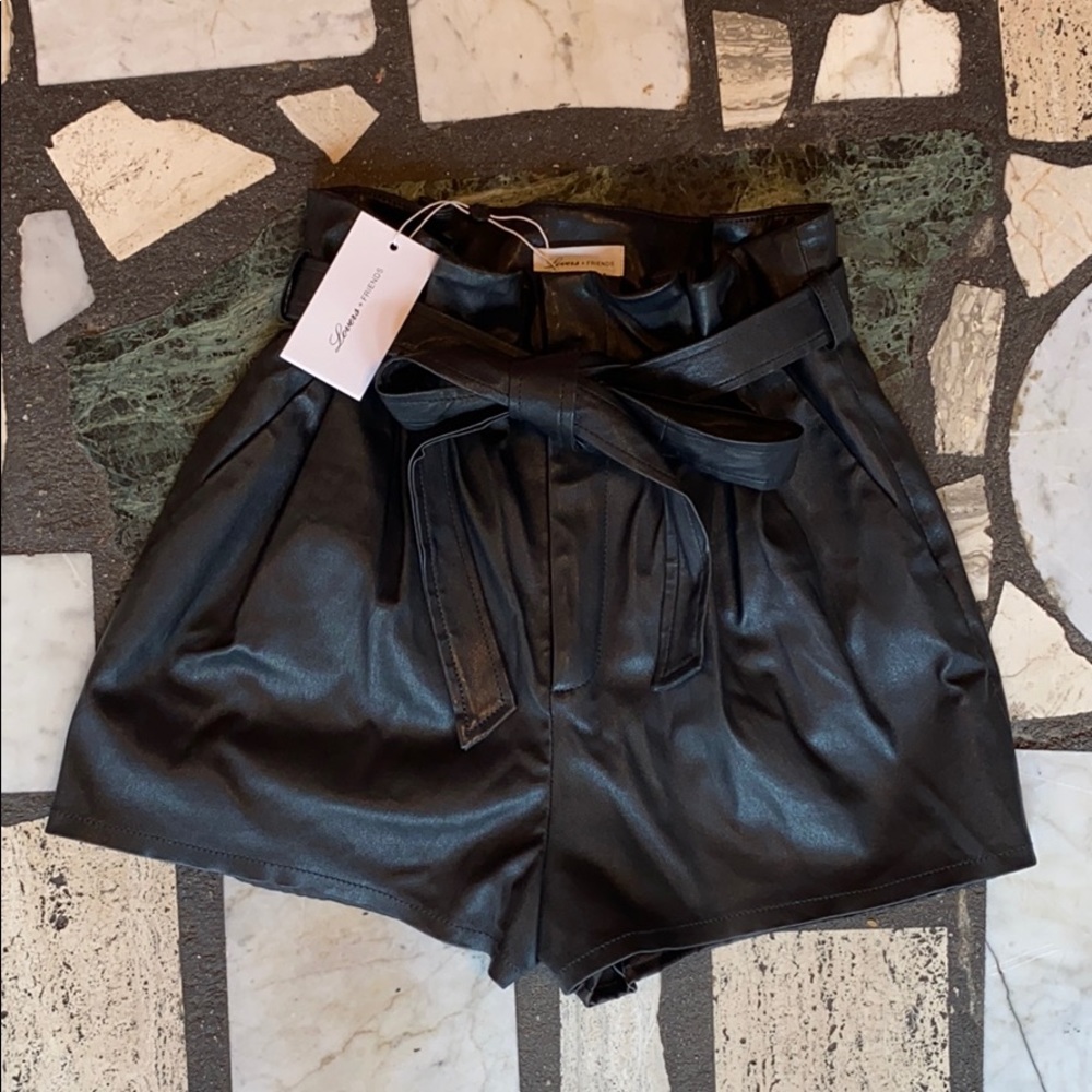 Lovers + Friends black leather zeal shorts M 💖